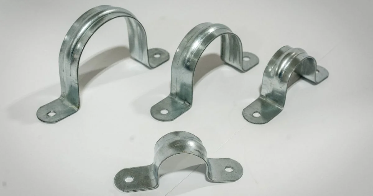 Galvanized metal pipe clamps for industrial and construction use
